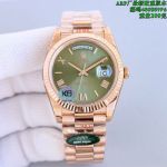 AR Factory Rolex DD Daydate 3255 Movement Green Face Rose Gold President Strap Watch